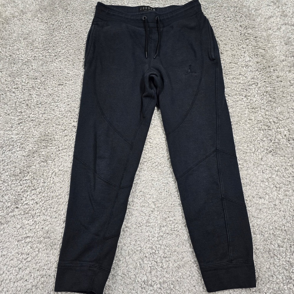 Jordan Flight Fleece Joggers Mens Small Black Tapered Sweatpants Athleisure